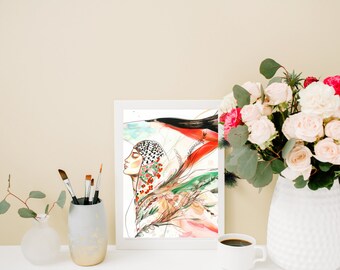 Palestine Watercolor Art Print: Olive Leaf Symbolism
