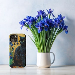Van Gogh Cat Phone Case Meme Parody Cover fit for iPhone 15 Pro Max, 1 4 Plus, 13, 12, 11, XR & Samsung S24, S23, A54, A53, Pixel 8 Pro, 7
