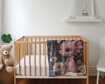 Regalo de baby shower / Manta de dragón para niña / Género neutro / Dragón bebé, Manta para bebés / Decoración de guardería de dragones / Regalo de nueva mamá