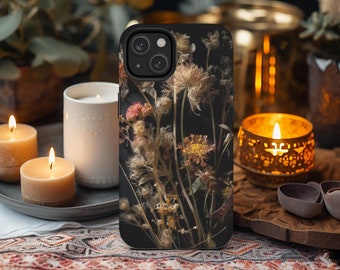 Pressed Flower Phone Case, Tough Cases, Iphone 15 Pro Max, Floral Design Case, Google, Pressed Dried Flower,  Apple IPhone, moody florals