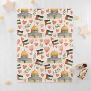 Palestine Baby Blanket, Baby Shower Gift, Baby Blanket, Dome of The Rock, Ramadan Gift, Palestine Flag Blanket | Palestine Throw Blanket