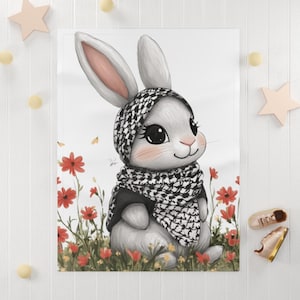 Palestine Throw Blanket, Palestine Flag, Easter Bunny, Kuffiyeh, Fleece Baby Blanket, Support Gaza, Traditional Tatreez, Baby Shower Gift