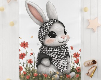 Palestine Throw Blanket, Palestine Flag, Easter Bunny, Kuffiyeh, Fleece Baby Blanket, Support Gaza, Traditional Tatreez, Baby Shower Gift