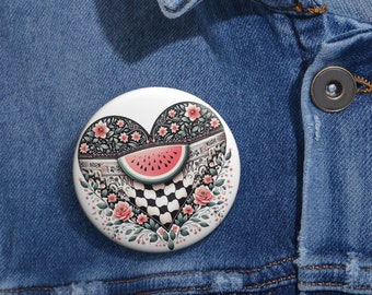 Palestine Watermelon Button Pin | Free Gaza Pin | Palestine Flag Pin | Watermelon Pin | I Stand With Palestine | Free Palestine Pins Badge