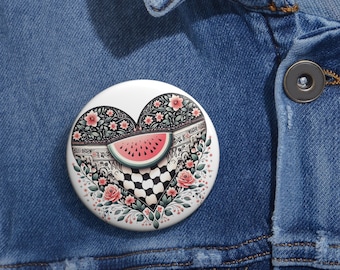 Palestine Watermelon Button Pin | Free Gaza Pin | Palestine Flag Pin | Watermelon Pin | I Stand With Palestine | Free Palestine Pins Badge