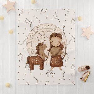 Moon and Stars Baby Blanket | Astrology Girl Blanket | Sagittarius Baby Shower Gift | Luna Baby Girl Blanket | Astrological Swaddle Blanket