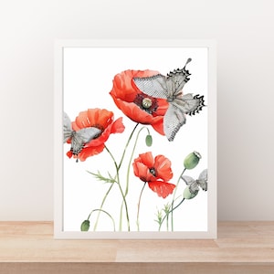 Visit Palestine, Free Palestine Art, Poppy, Palestinian Poppy, Wall Print Art, Home Decor, Ceasefire, Free Palestine Poster, Watercolor