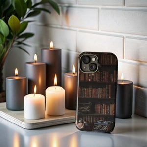 Gothic Bookshelf Phone Case,  Dark Academia, Floral Samsung Galaxy Iphone  | tough case | glossy matte | S24 S23 S22 S21 S20 Plus ultra