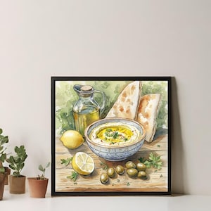 Hummus Liebhaber Kunst, Palästina Poster, Hummus Rezept Druck, libanesische Food Art, Geschenk für Food-Liebhaber, Hummus, Free Palestine, Arab, Naher Osten