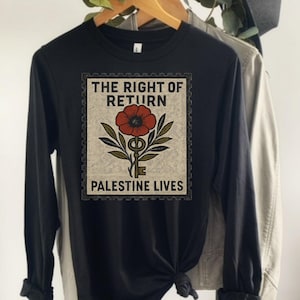 Palestine Watermelon Long Sleeve Tee, Free Palestine Lives, The Right of Return, Activist Apparel, Gift Human Rights, Palestinian Flowers