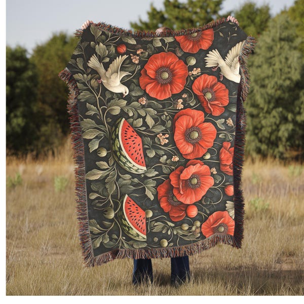 Manta Palestina - Manta Keffiyeh, Manta Acogedora para Sofá, Manta Kufiya Palestina, Manta Amapolas Palestinas, Decoración del Hogar Palestina