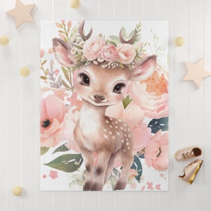 Cobertor de bebê para caça de cervos, animal da floresta, presente de chá de bebê, cobertor de caça, coleção de cervos, decoração de berçário, berçário de cervos, lance de lã