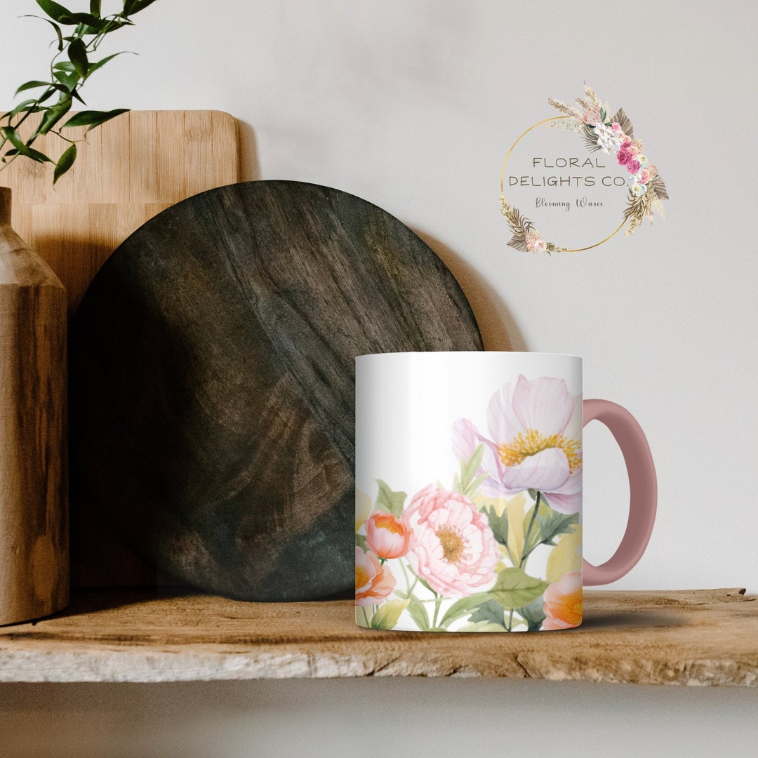 Pastel Flowers Mug, Boho Wildflowers Cottagecore Coffee Mug, Flower ...