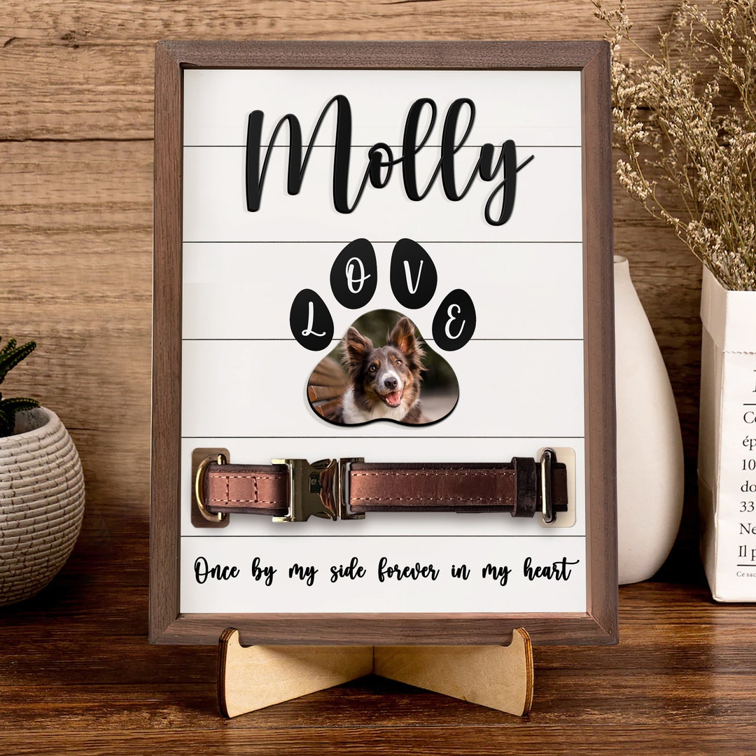 Personalized Puppy Memorial Wood Frame With Collar Sign, Memorial Pet ...