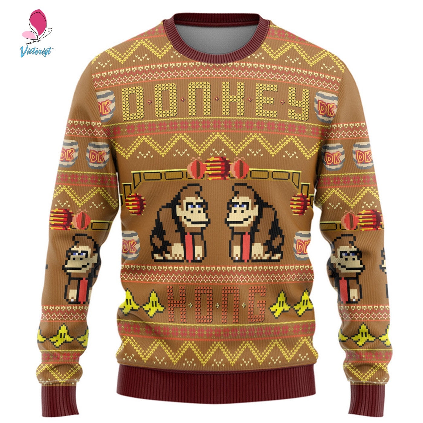 Discover Funny Donkey Kong Ugly Christmas Sweater, Monkey King Game Character Xmas Sweatshirt