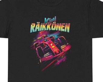 Kimi Raikkonen Retro Ferrari Tee: Vintage Racing Shirt, Unisex Heavy Cotton