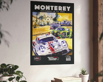 Laguna Seca Racing Poster | Vintage IMSA Sportscar Wall Art | Monterey Race Program Print