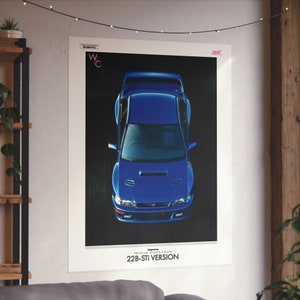 Vintage Subaru Impreza 22B STi 1998 Japan Catalog Poster - Classic Car Memorabilia Matte Vertical Poster