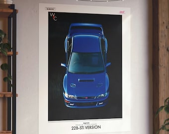 Subaru Impreza 22B WRX STi JDM Car Poster | Matte Art Print | Vintage Japan Catalog 1998 Wall Art