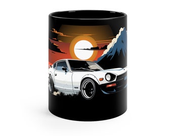 Datsun 240Z Mt. Fuji Coffee Mug: 11oz Ceramic Cup with Classic Car Art
