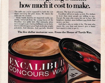 Publicité imprimée pour le magazine Excalibur Wax 1971