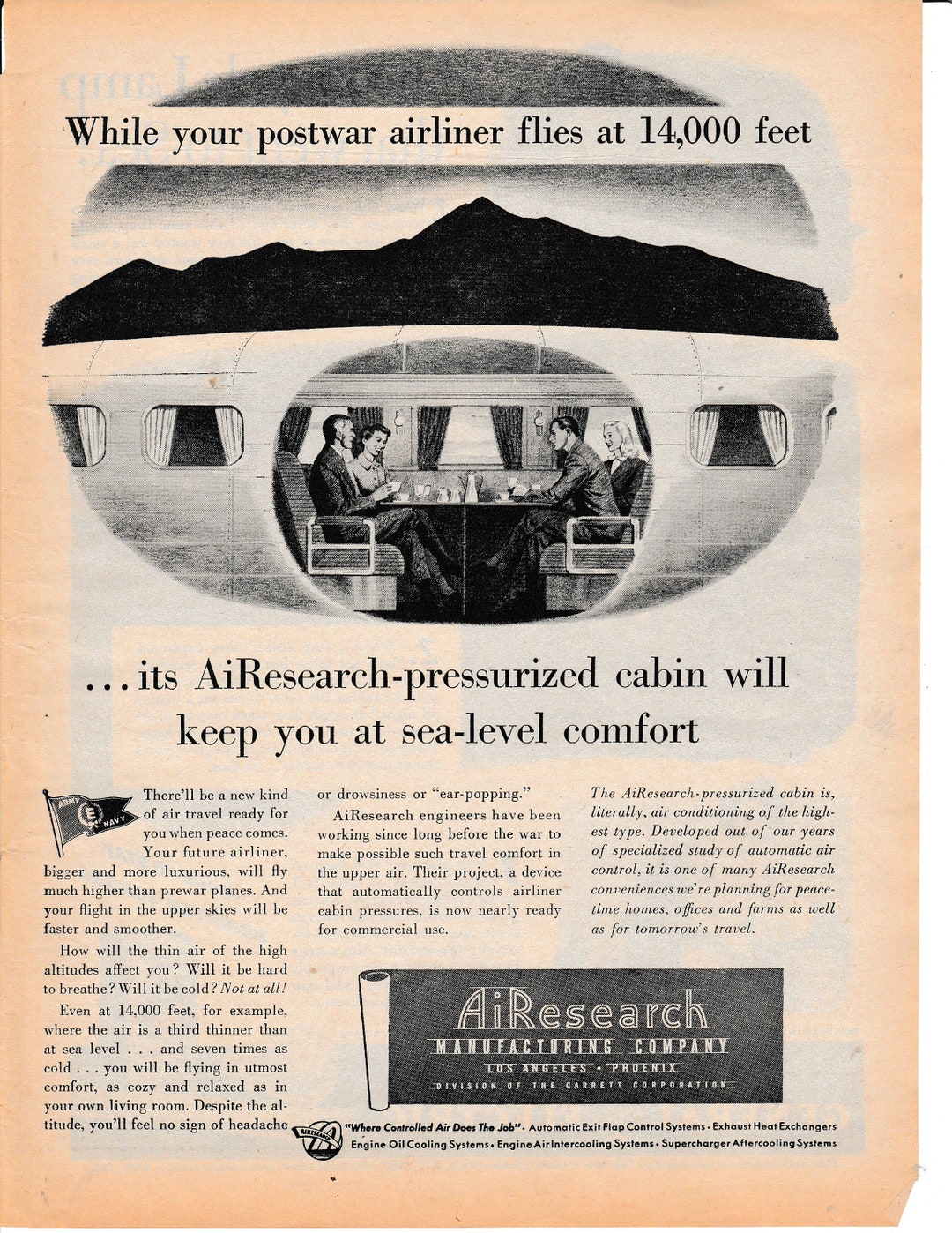 5 Airesearch Print Ads 1940's - Etsy