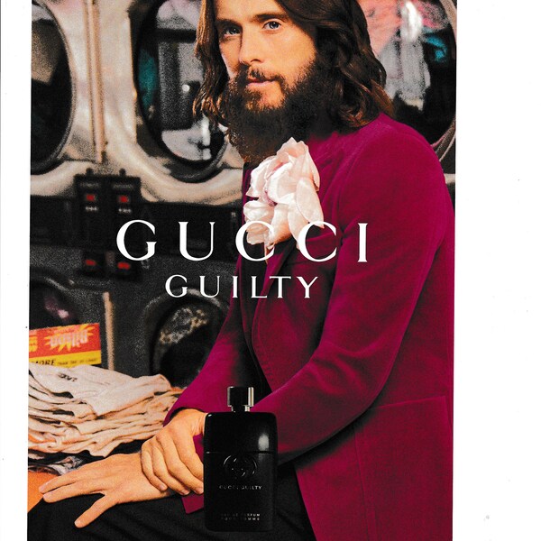 Gucci Guilty Jared Leto  2 sided  ad   Print Ad w/fragrance  sample