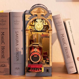 Book Nook Wooden Puzzle Bookend Model Building Kit 3D Decor Alley Insert DIY