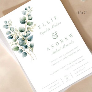 EUCALYPTUS Wedding Invitation. Editable Invitation. INSTANT Download