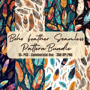 15+ Feather seamless pattern | bohemian | ethnic | PNG | commercial use | freebie included |instant download