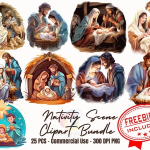 20+ Nativity scene clipart bundle christmas design nativity clipart Religious art Christian Christmas stickers Christmas Spirit