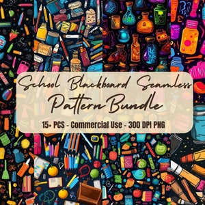 15+ Back to school seamless pattern bundle kids blackboard pattern teacher pattern | PNG commercial use | instant download freebie included