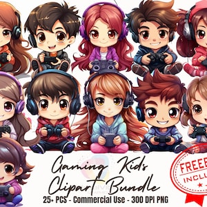 20+ cartoon gamer kids clipart bundle gaming stickers png gaming clipart gaming apparel tshirt design for gamers stickers cartoon gaming