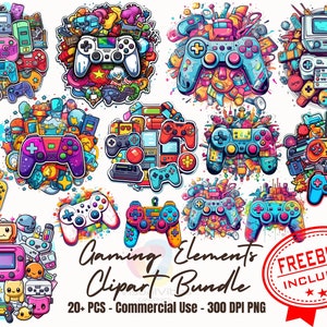 20+ Gaming-Clipart-Bundle, Gaming-Aufkleber, PNG-Gaming-Raum-Aufkleber, Clipartf für Gamer-Raum-Gaming-Design, Gaming-T-Shirts, Gaming-Party
