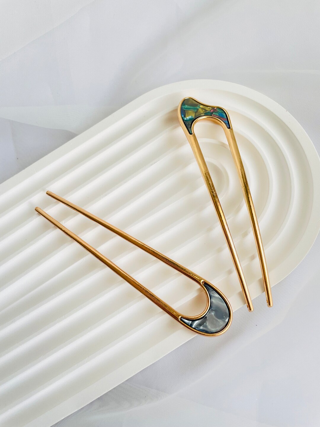 Gold Hair Pin | Hair Accessories for Women & Girls | Resin Hair Stick ...