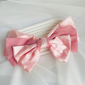 Bow Flower hair clip | Pink Hair Accessories For Women Girls | Hair hair claw | Long hair clip | Modern hair bun holder | Gift