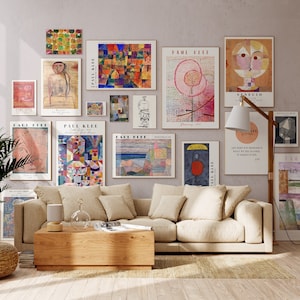 Paul Klee 17er-Set Prints, Paul Klee Kunstdruck-Bundle, Vintage Galerie-Wanddekor-Set, Ausstellungsplakat, abstrakter Kunstdruck