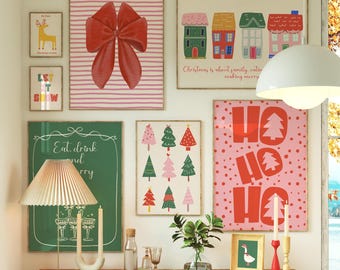 Colorful Christmas Prints Set Of 10 Fun Holiday Wall Posters