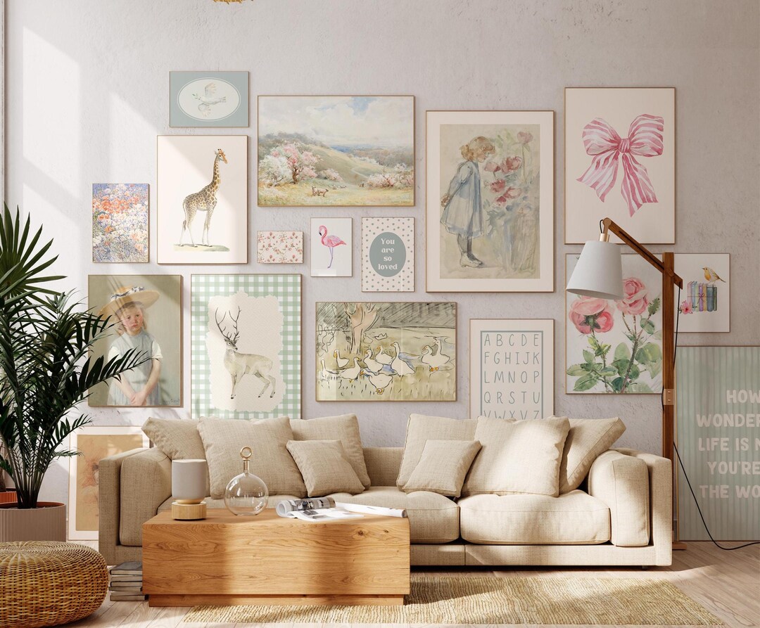Vintage Nursery Art Set of 35, Playroom Decor, Farmhouse Wall Art ...