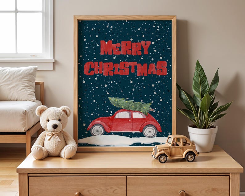 Set of 25 Christmas Wall Art Prints, Trendy Holiday Wall Decor, Colorful Xmas Art, Vintage Winter Print, Digital Download