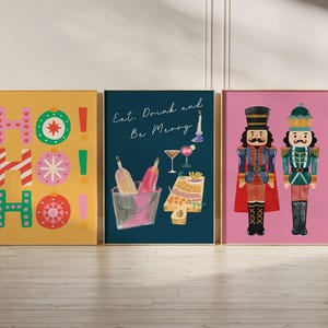 Set of 25 Christmas Wall Art Prints, Trendy Holiday Wall Decor, Colorful Xmas Wall Art, Vintage Winter Print, Digital Download