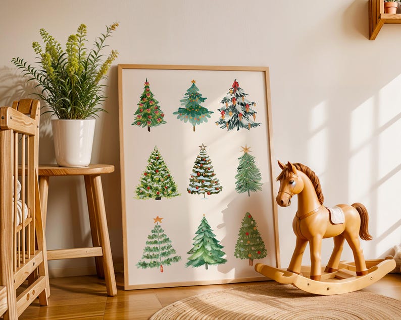 Set of 25 Christmas Wall Art Prints, Trendy Holiday Wall Decor, Colorful Xmas Art, Vintage Winter Print, Digital Download