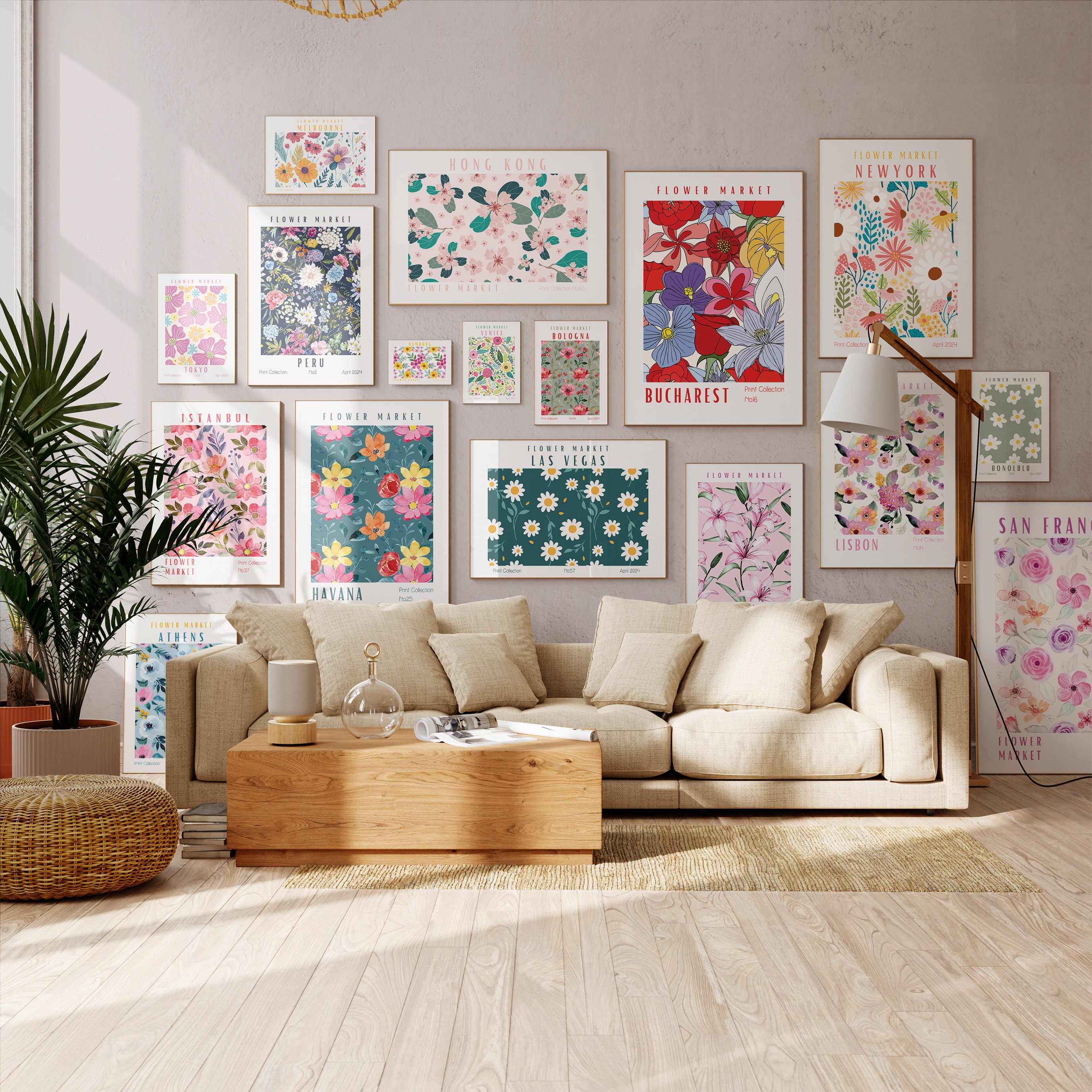 Flower Market Set of 60 Digital Prints Download, Botanical Wall Art ...