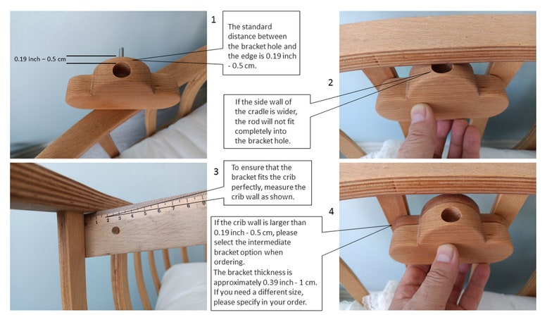 Support mobile pour lit de bébé, bras mobile pour lit de bébé en bois naturel, support mobile pour lit de bébé pour chambre d'enfant, cadeau naturel pour bébé, image 7