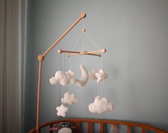 Natural Wood Baby Mobile Hanger Arm: Nursery Crib Holder