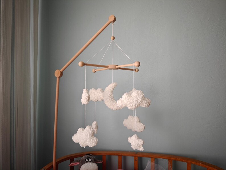 Boucle Baby Mobile: Celestial Moon, Cloud & Star Nursery Decor image 14