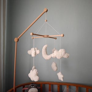 Boucle Baby Mobile: Celestial Moon, Cloud & Star Nursery Decor image 15
