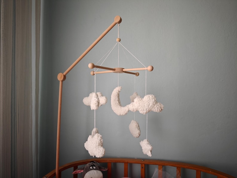 Boucle Baby Mobile: Celestial Moon, Cloud & Star Nursery Decor image 15