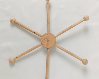 Móvil de cuna con brazos de madera para montaje en pared y compatible con todas las cunas, brazos móviles, regalo de bebé natural