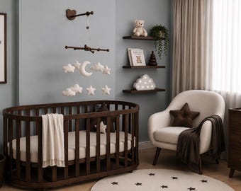Adjustable Wood Baby Mobile Arm: Wall Hanging Decor, Natural Beech